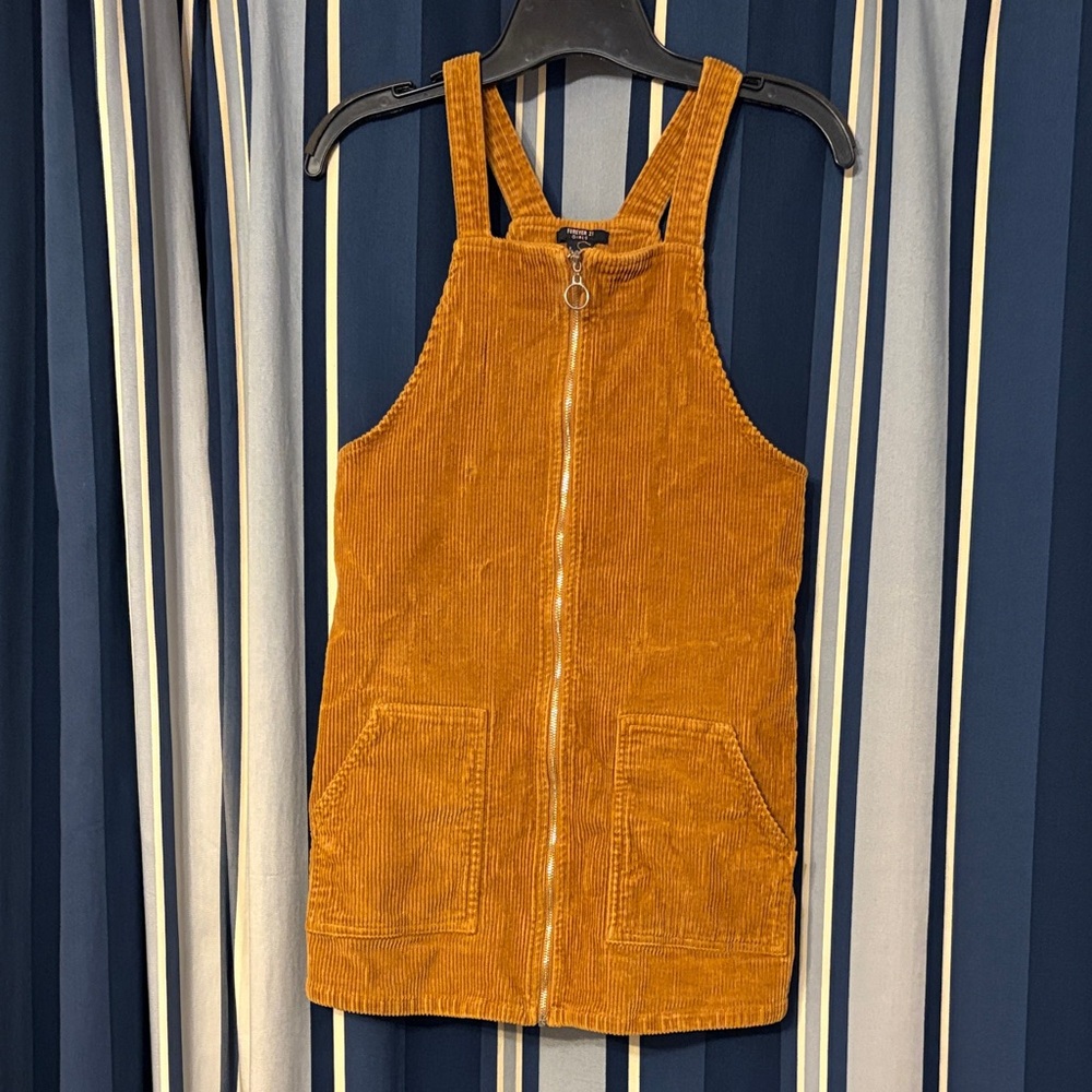 FOREVER 21 Girls zip jumper, brown corduroy, size 13/14